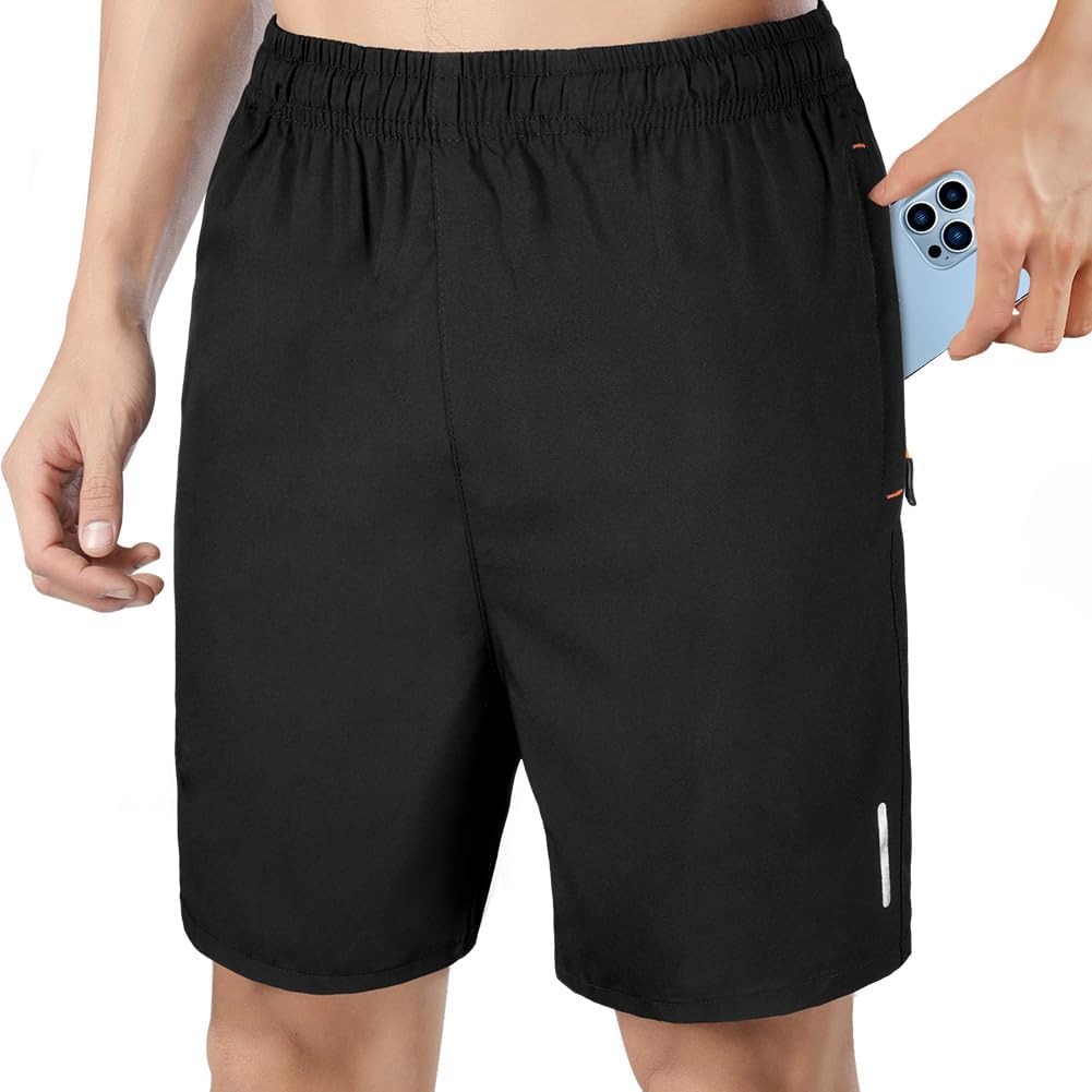 AUYAO Men's Running Shorts — Quick-Dry Gym Shorts with Zip Pockets
