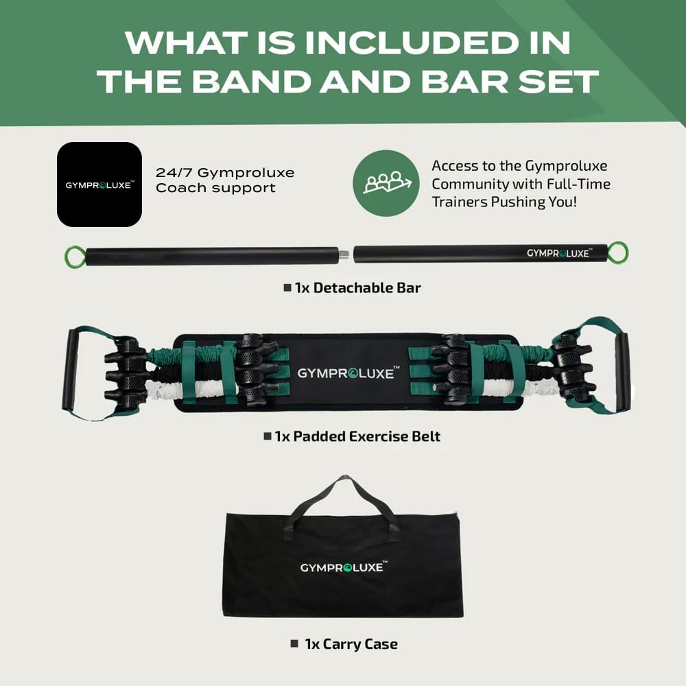 Gymproluxe Portable Resistance Band & Bar Set — 90KG Home Gym Equipment