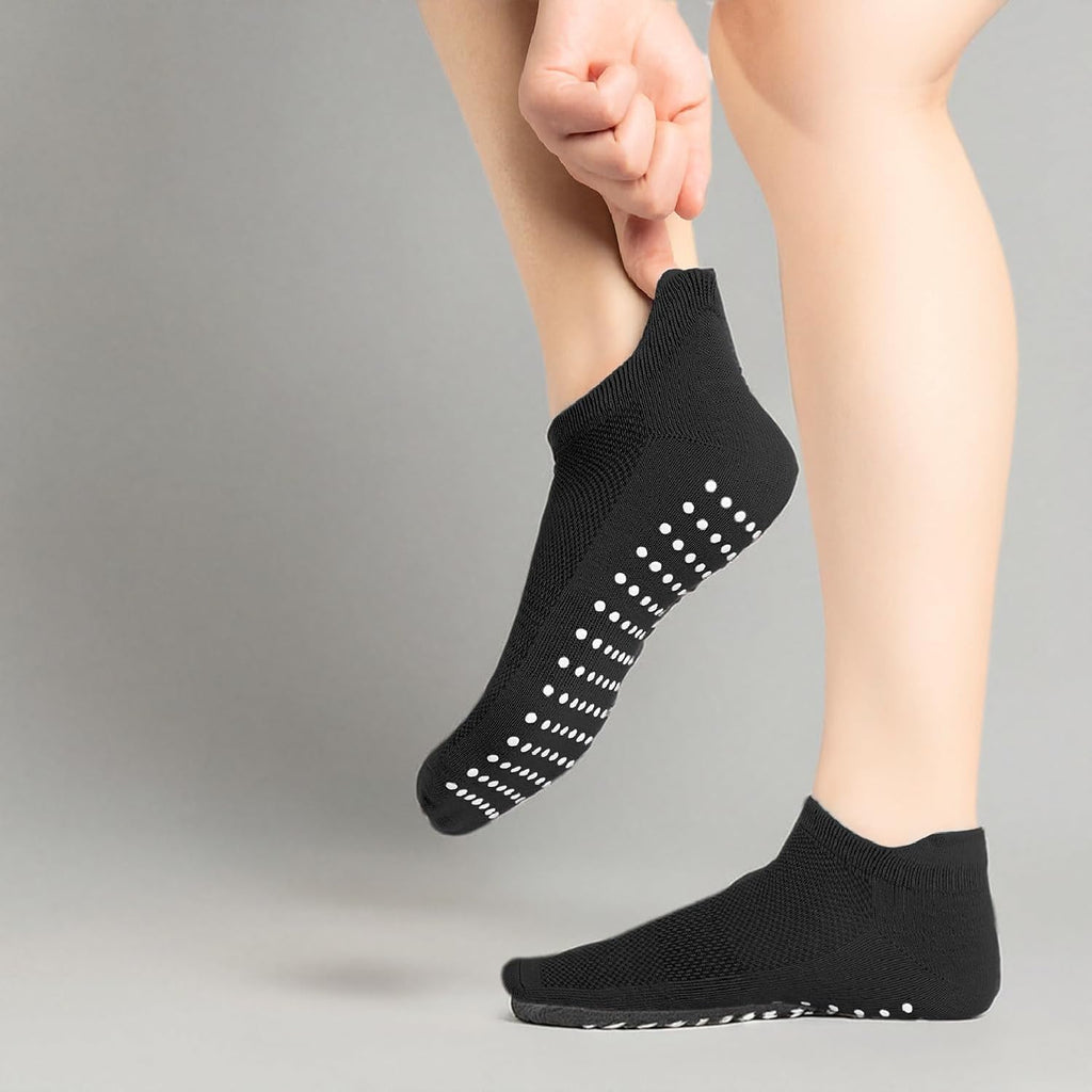 Non-Slip Yoga Socks 3 Pairs — Grip Socks for Pilates, Barre & Dance, UK 4-8