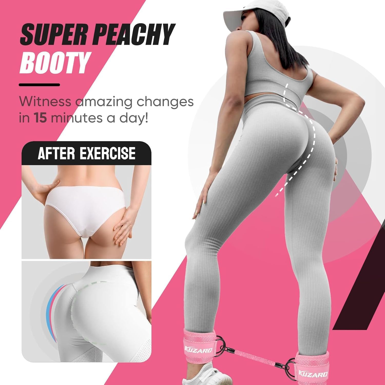 KUZARO Resistance Bands with Ankle Straps — Glutes & Leg Workout Equipment