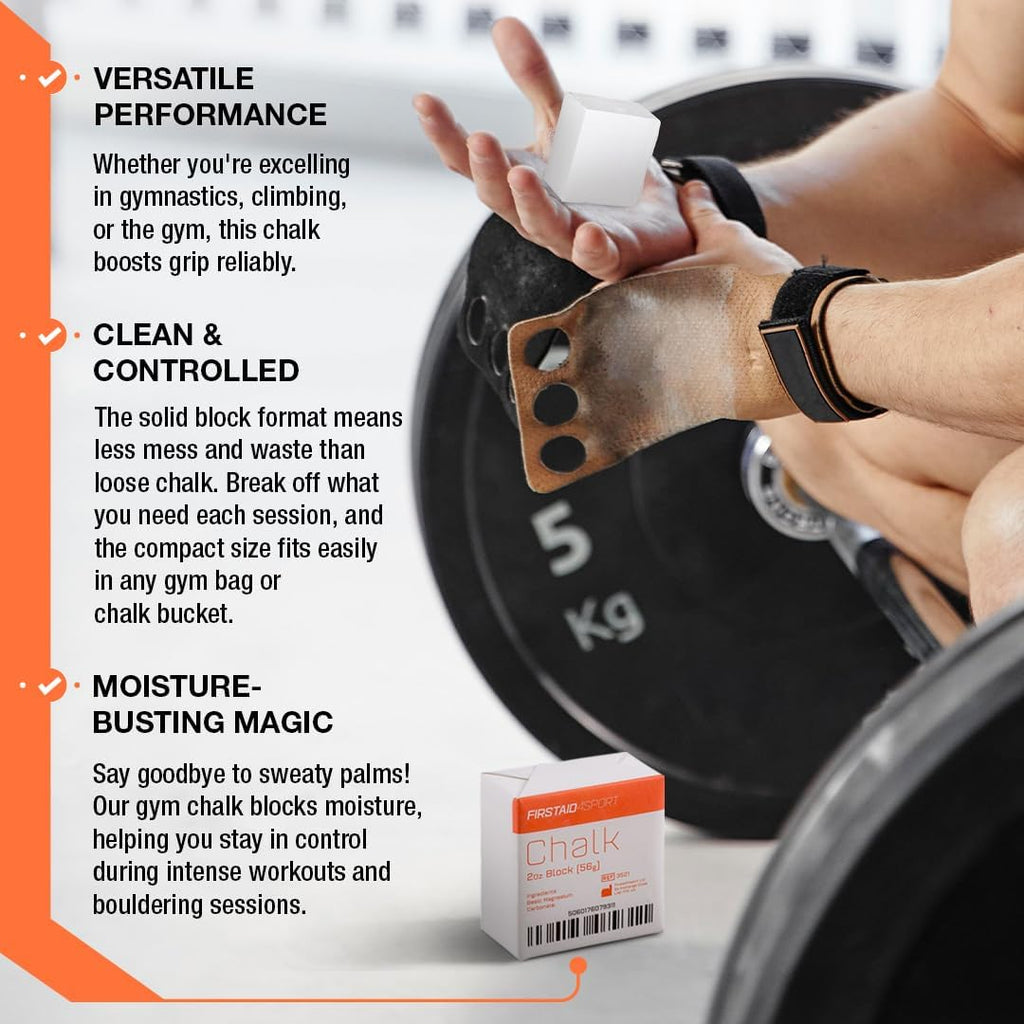 Firstaid4sport Chalk Block 2oz — Magnesium Carbonate Grip Chalk for Lifting