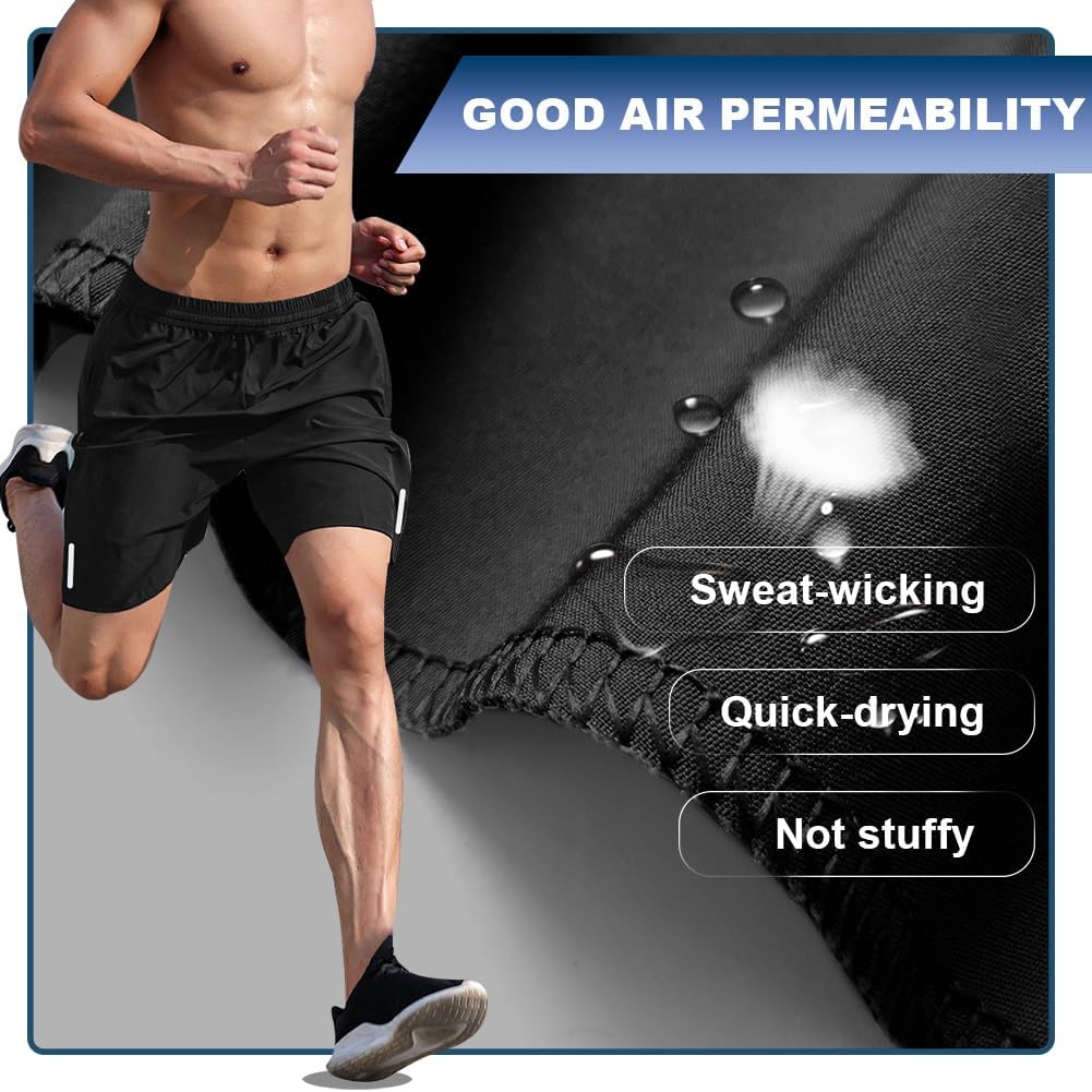 AUYAO Men's Running Shorts — Quick-Dry Gym Shorts with Zip Pockets
