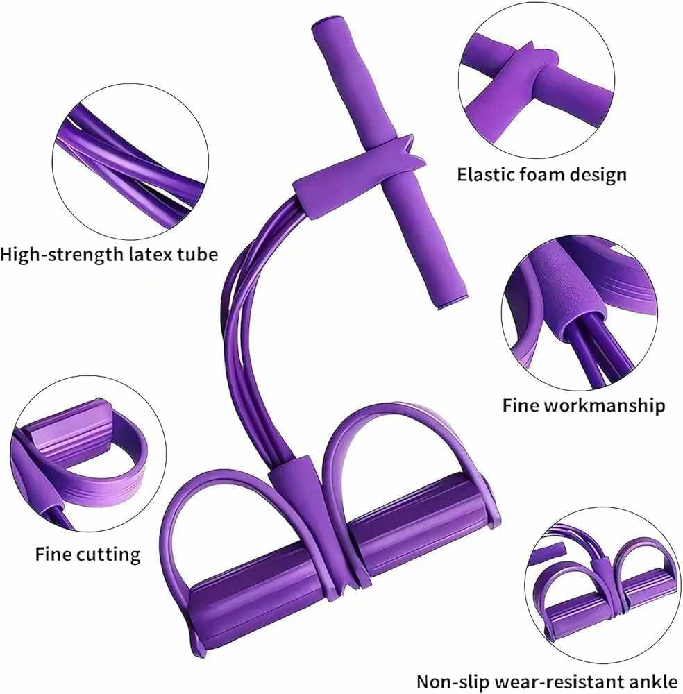 Multifunction Ab Trainer & Resistance Rope — 6-Tube Home Workout Pedal Puller
