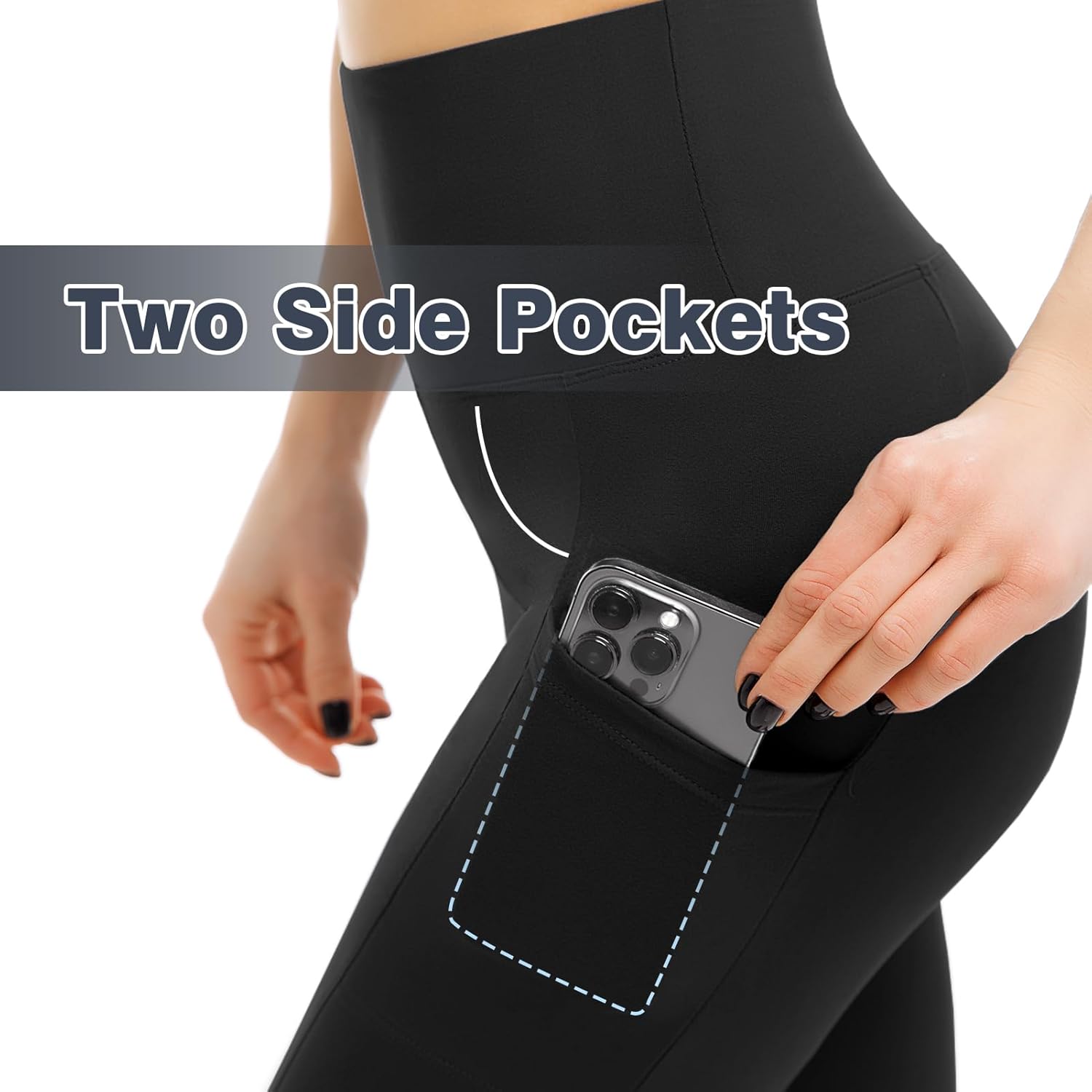 Leafigure 2-Pack Women's Gym Leggings — High Waist Opaque Workout Leggings with Pockets