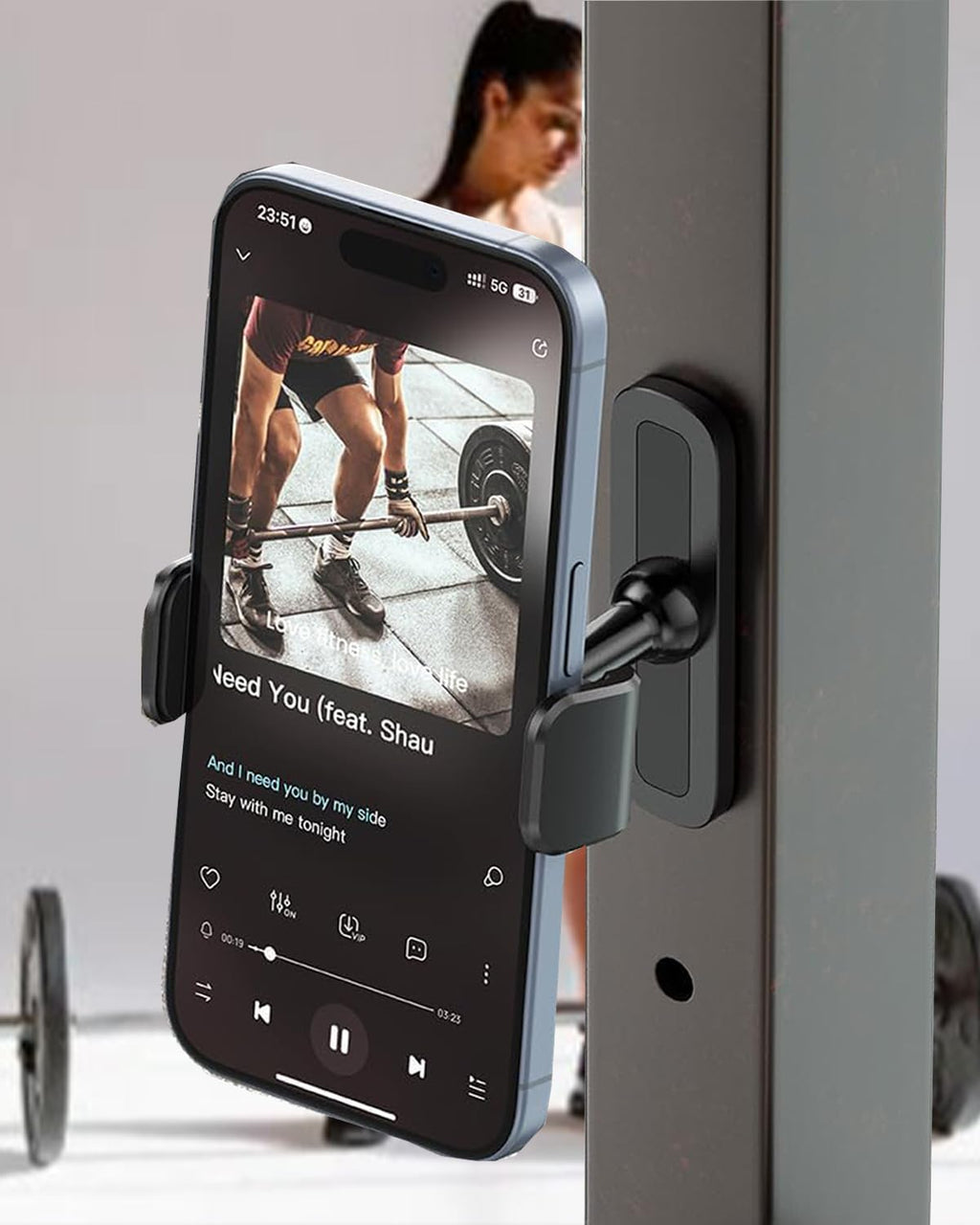 APPS2Car Magnetic Phone Mount for Gym — 360 Adjustable Holder for Equipment