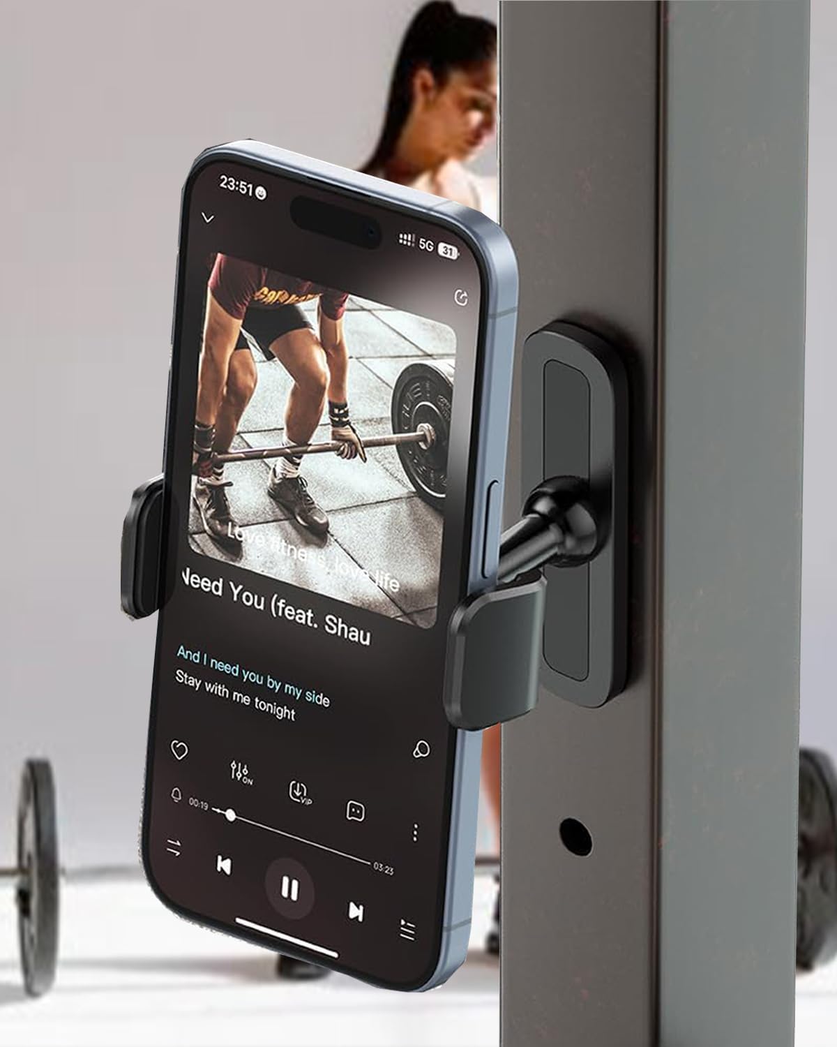 APPS2Car Magnetic Phone Mount for Gym — 360 Adjustable Holder for Equipment