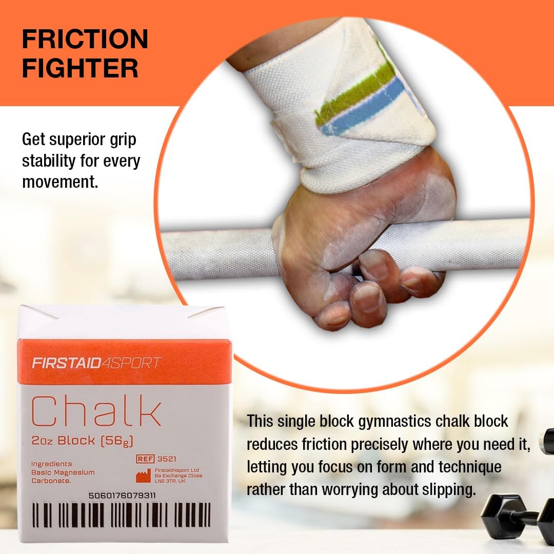 Firstaid4sport Chalk Block 2oz — Magnesium Carbonate Grip Chalk for Lifting