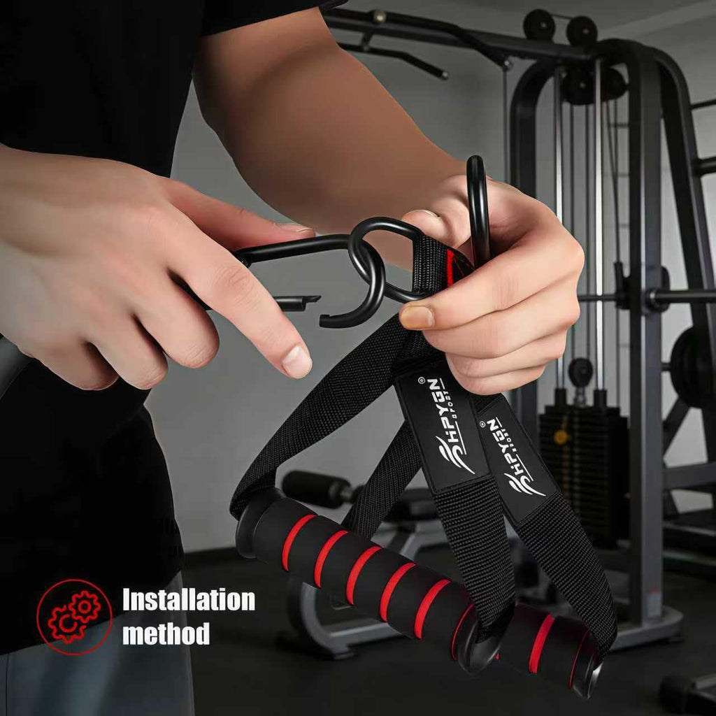 HPYGN Resistance Band Handles — Gym Cable Grips with Carabiner Hooks (Pair)