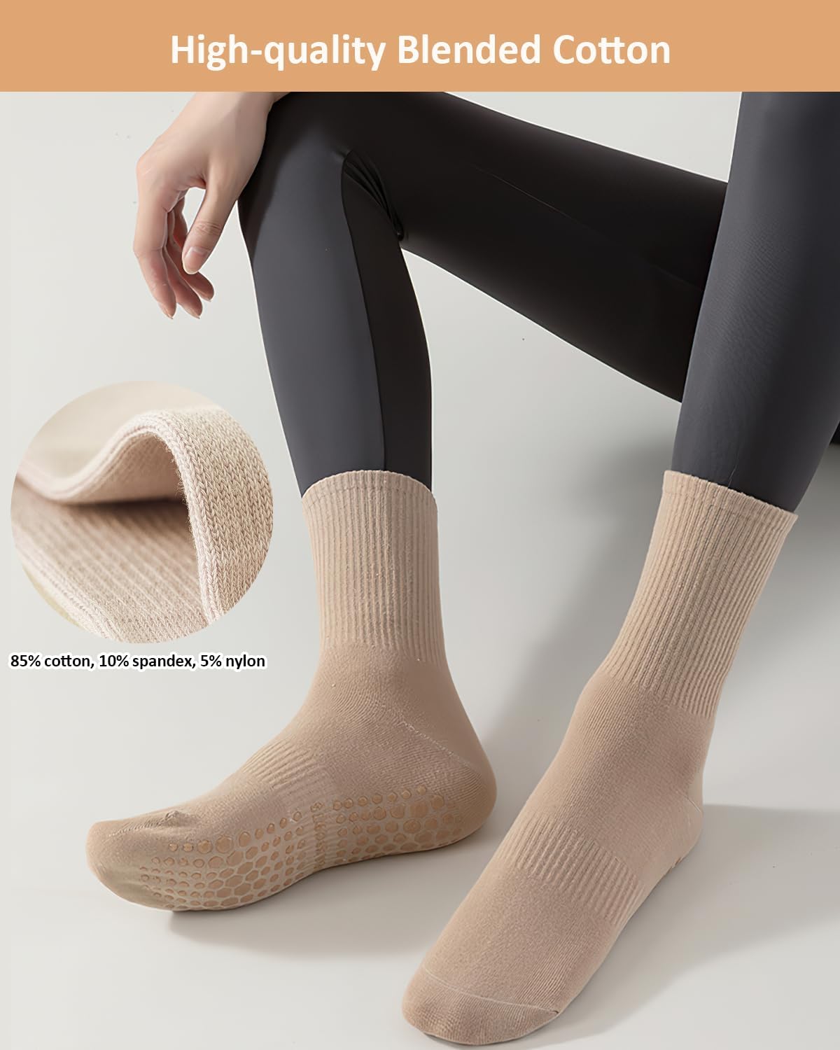 Yikki Pilates Grip Socks 4 Pairs — Non-Slip Yoga & Reformer Socks for Women