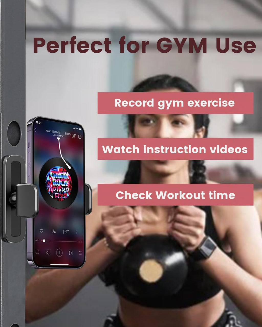 APPS2Car Magnetic Phone Mount for Gym — 360 Adjustable Holder for Equipment