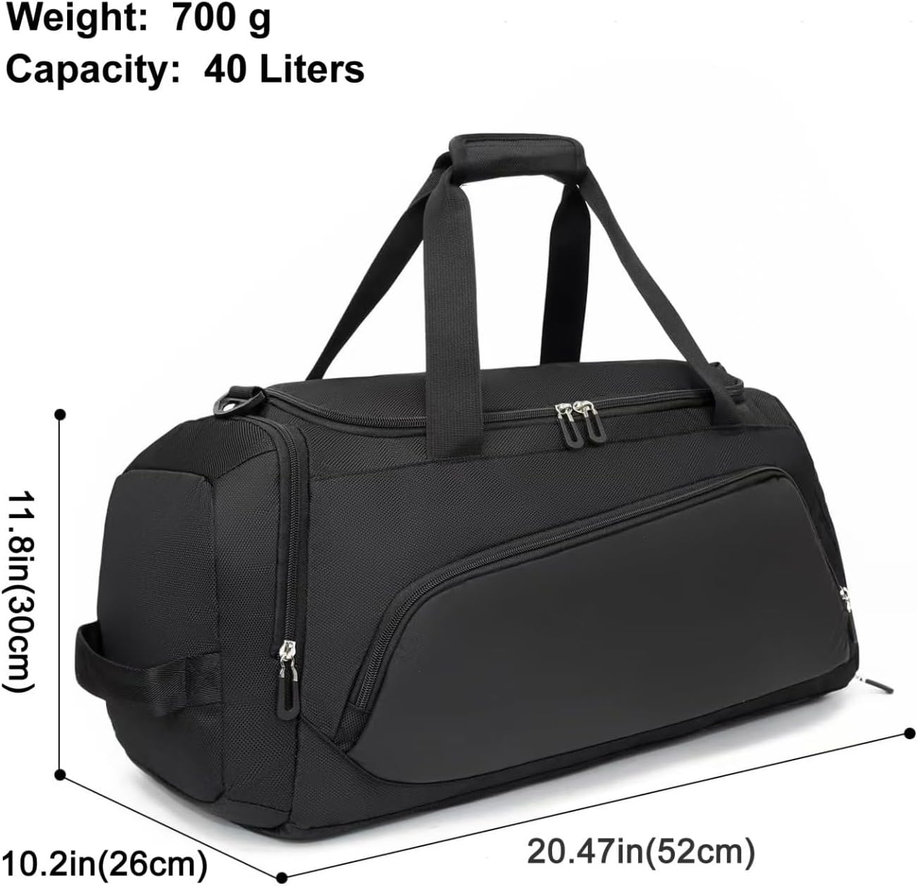 Waterproof Gym Duffle Bag 40L — Sports Holdall with Shoe Compartment