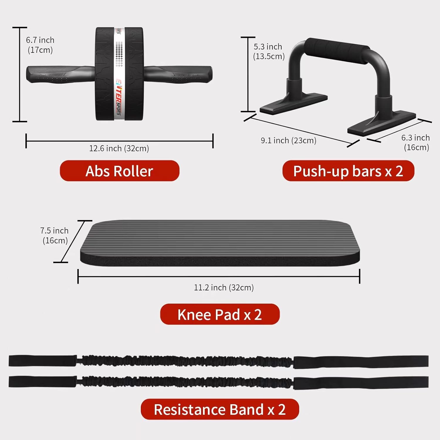 EnterSports Ab Roller Wheel Set — Core Abdominal Trainer with Knee Mats