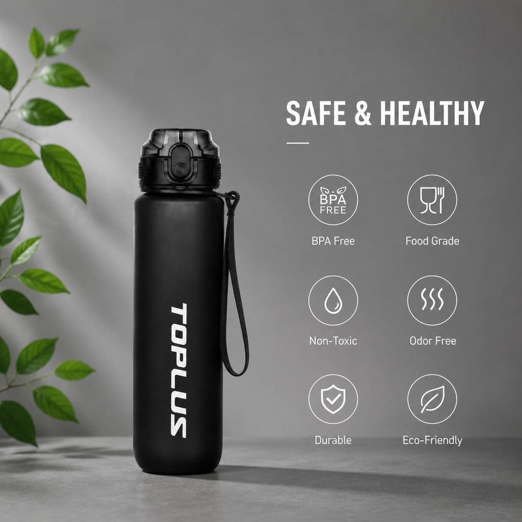 TOPLUS 1L BPA-Free Sports Water Bottle — Lightweight Gym, Running & Hiking Bottle