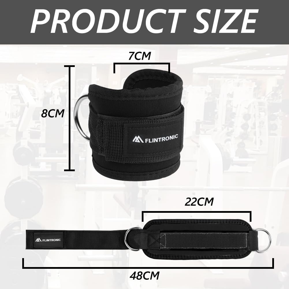Flintronic Ankle Straps for Cable Machine — Adjustable Neoprene Gym Ankle Cuffs