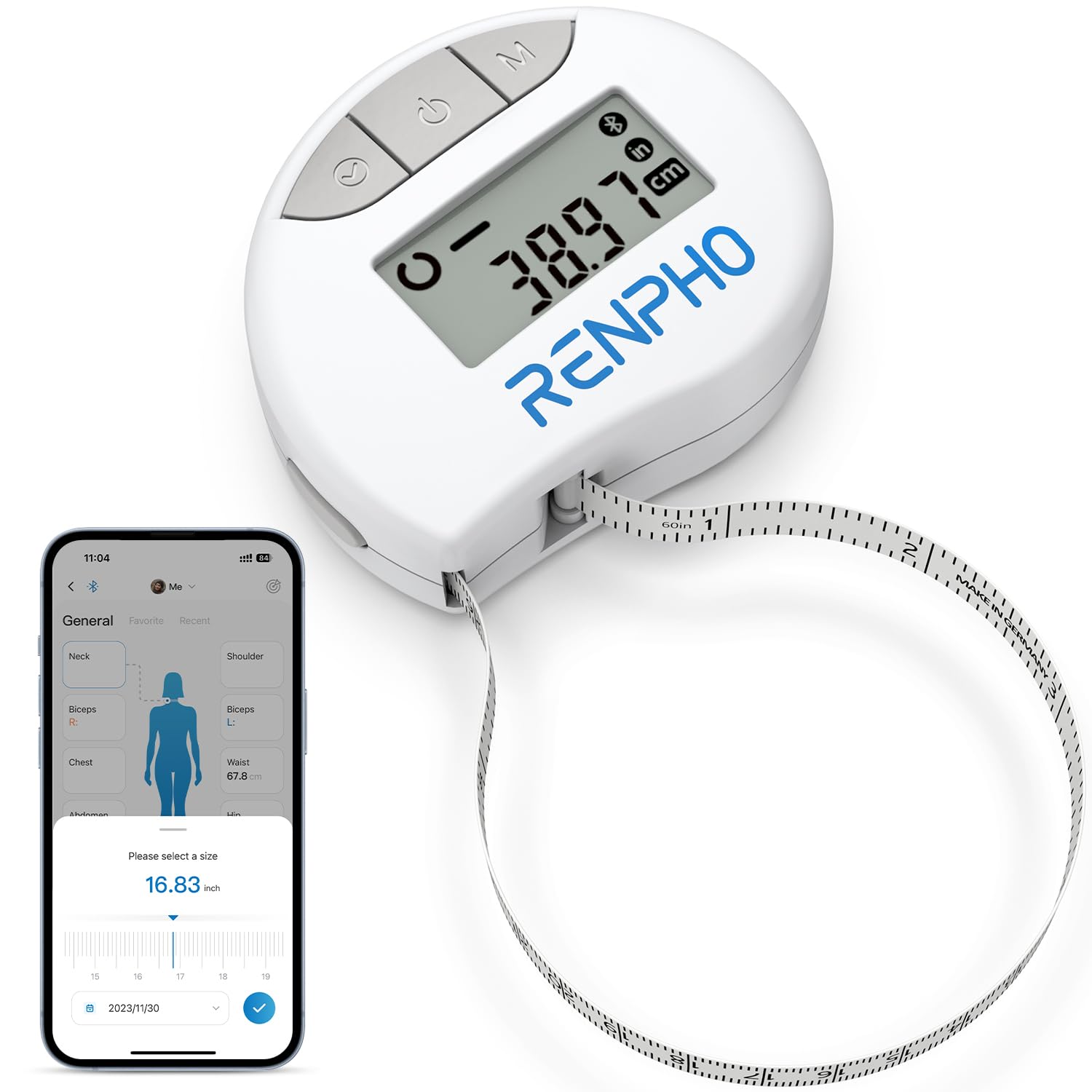 RENPHO Smart Tape Measure — App Body Measurement Tool for Fitness & Weight Loss