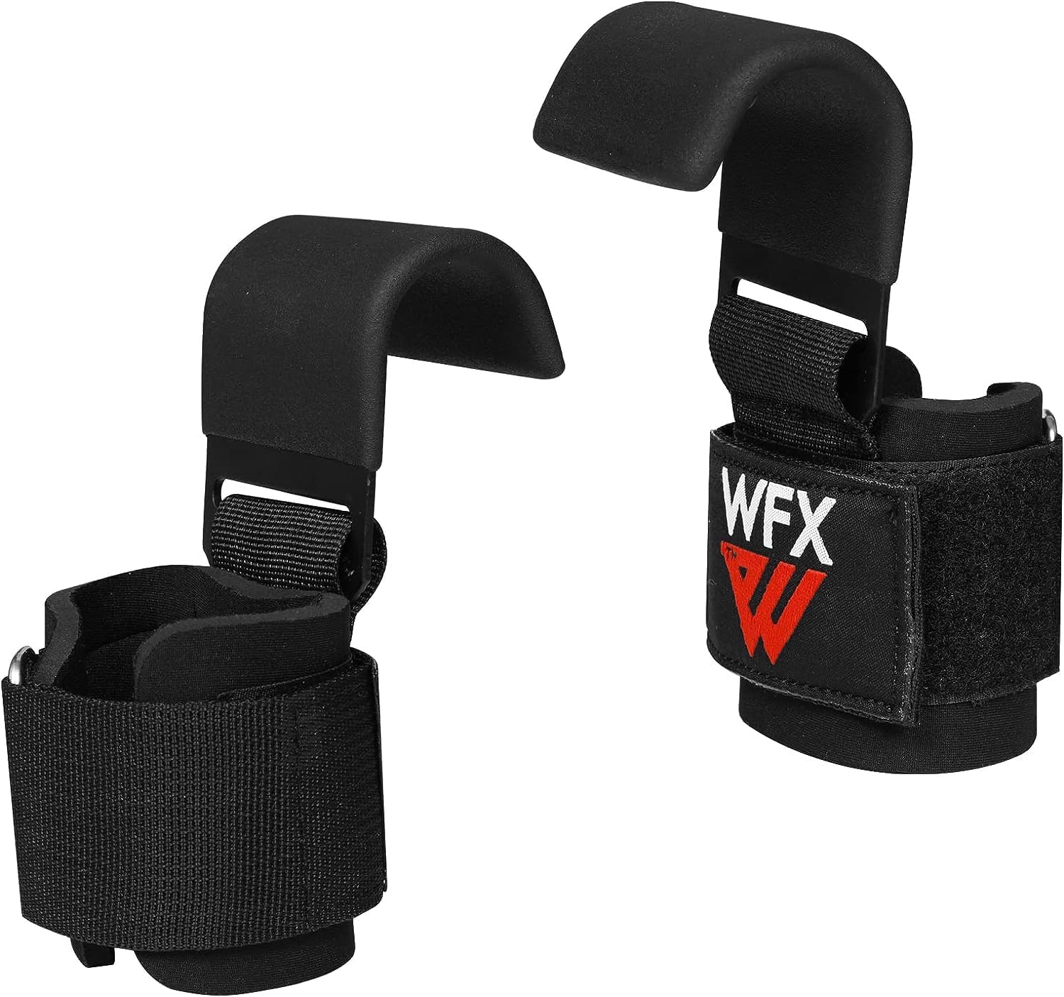 Weight Lifting Hooks — Non-Slip Rubber Grips with Neoprene Wrist Support Padding