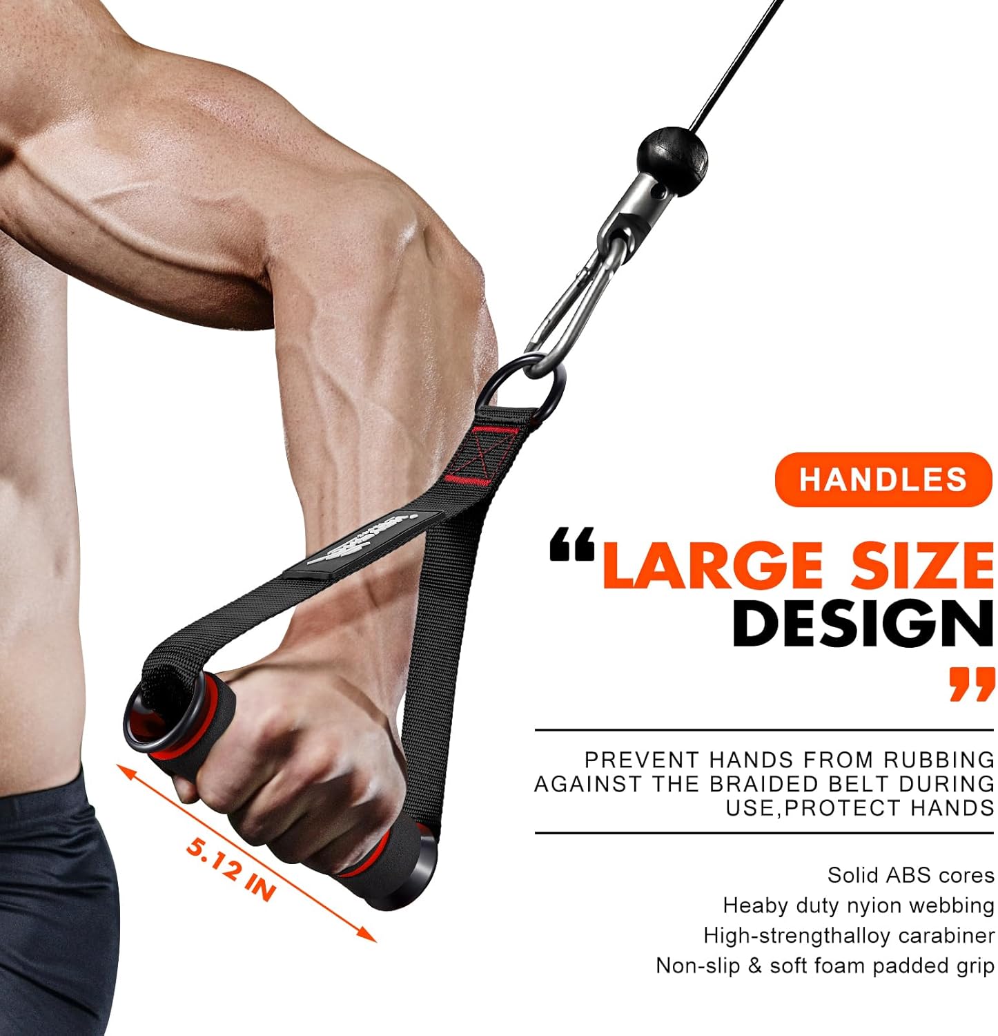 HPYGN Resistance Band Handles — Gym Cable Grips with Carabiner Hooks (Pair)