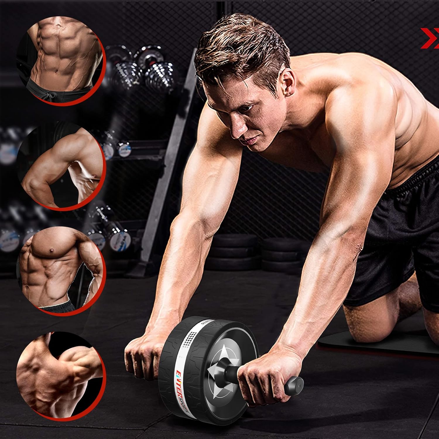 EnterSports Ab Roller Wheel Set — Core Abdominal Trainer with Knee Mats