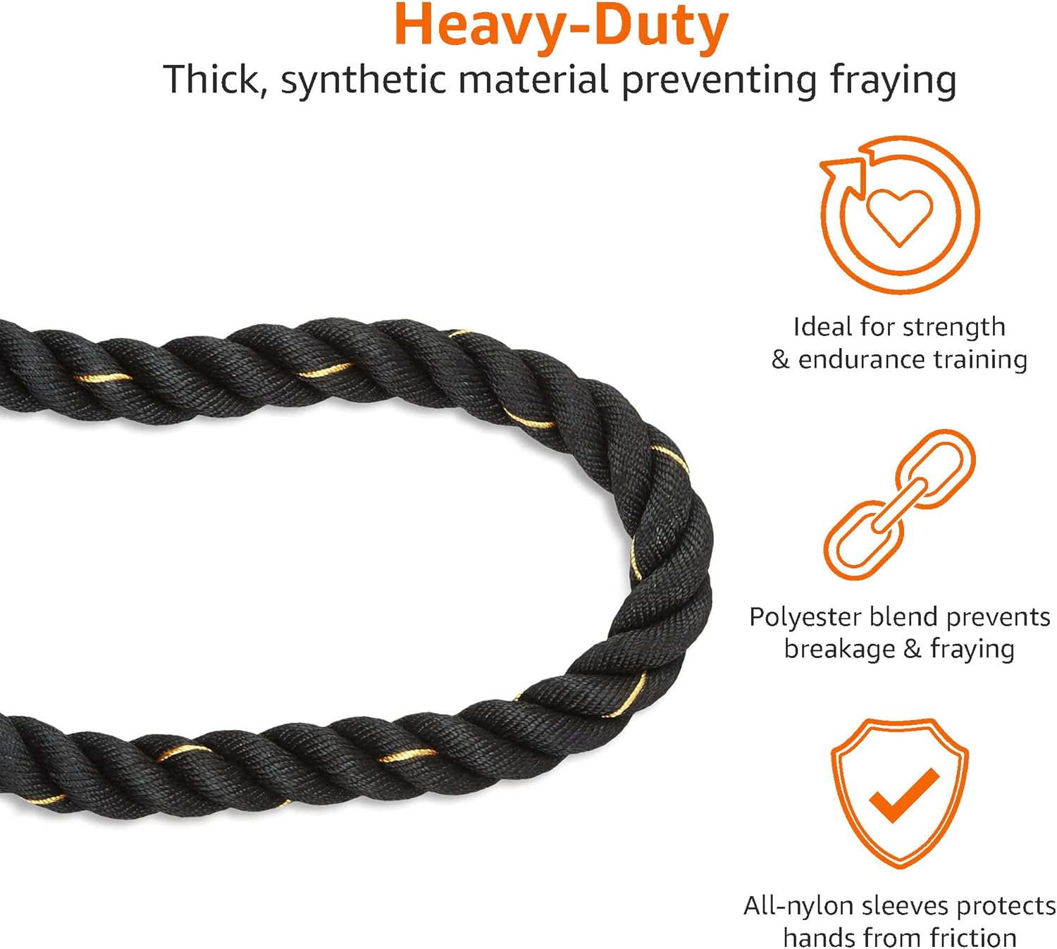 Amazon Basics Battle Rope — Heavy Training Rope for Strength & Cardio