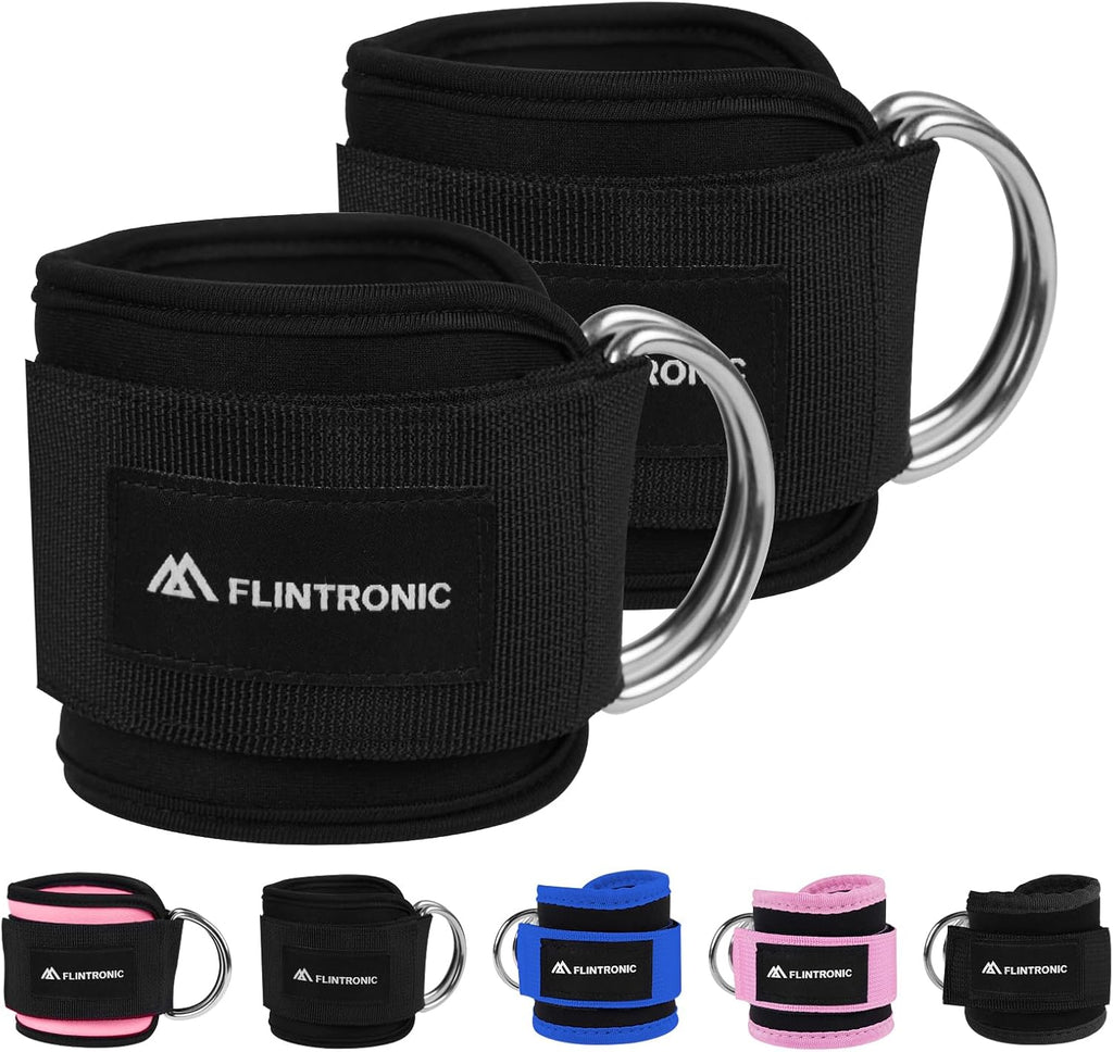 Flintronic Ankle Straps for Cable Machine — Adjustable Neoprene Gym Ankle Cuffs