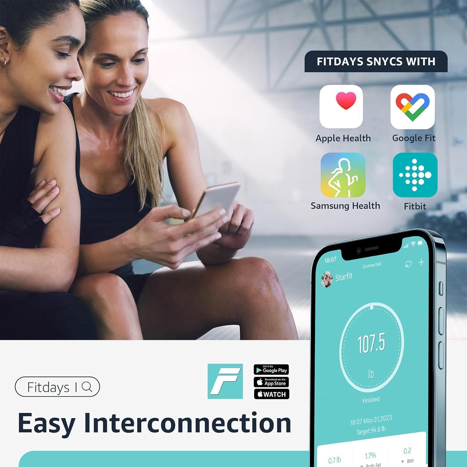 Smart Body Composition Scale — 13 Metrics, Bluetooth, Body Fat & BMI Tracker