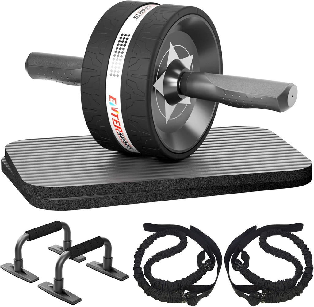 EnterSports Ab Roller Wheel Set — Core Abdominal Trainer with Knee Mats