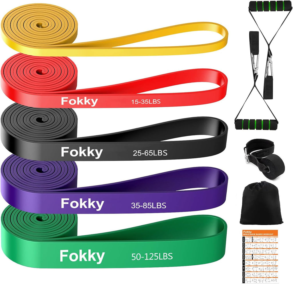 Fokky Resistance Bands Set — 5-Level Tube Bands with Handles & Door Anchor