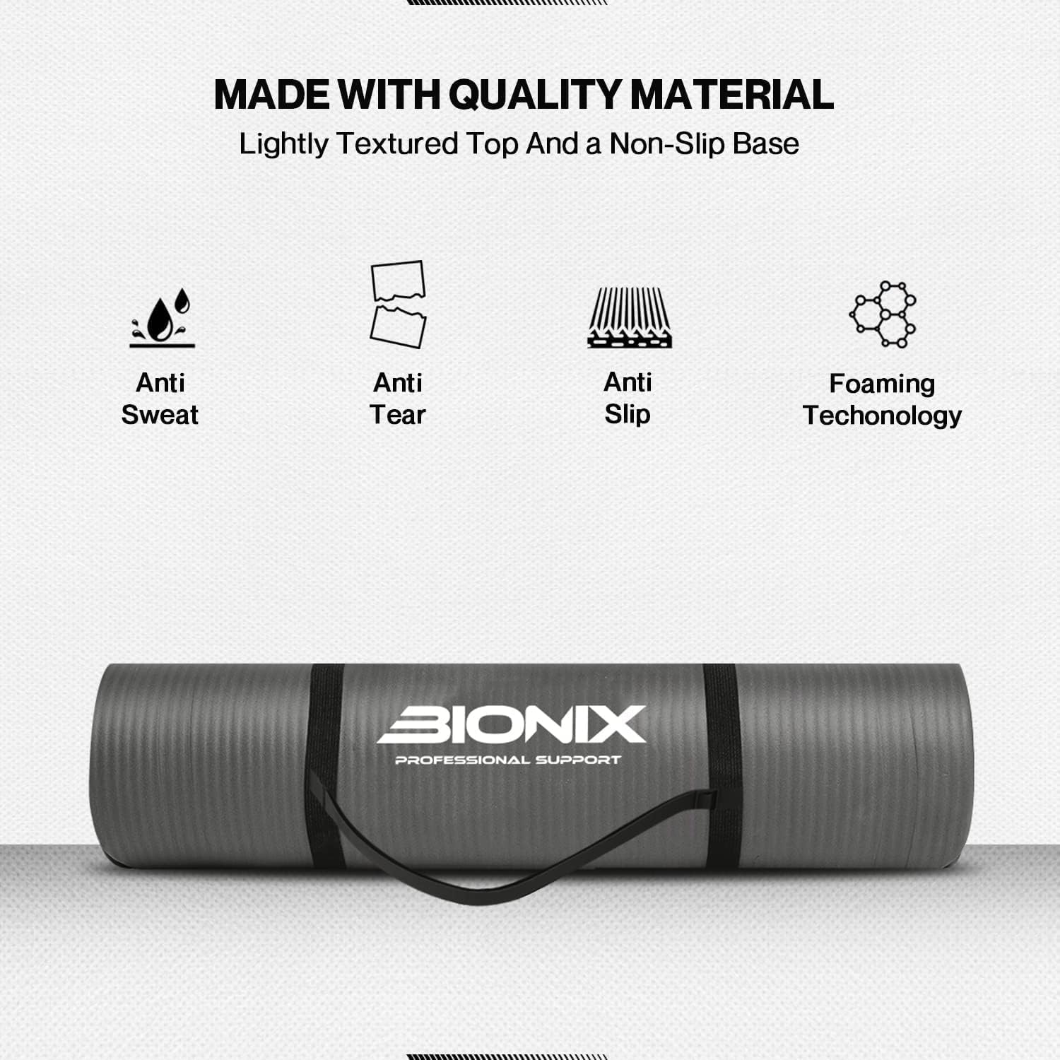 Bionix Travel Yoga Mat — Non-Slip NBR Foam Exercise Mat with Carry Straps