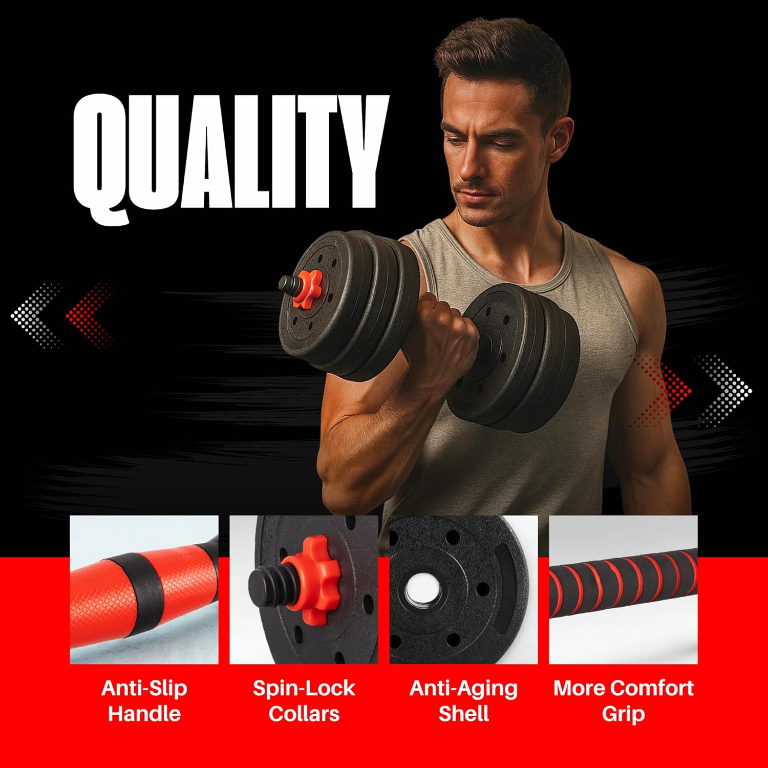 Straame 20KG Adjustable Dumbbell & Barbell Set — Home Gym Free Weights