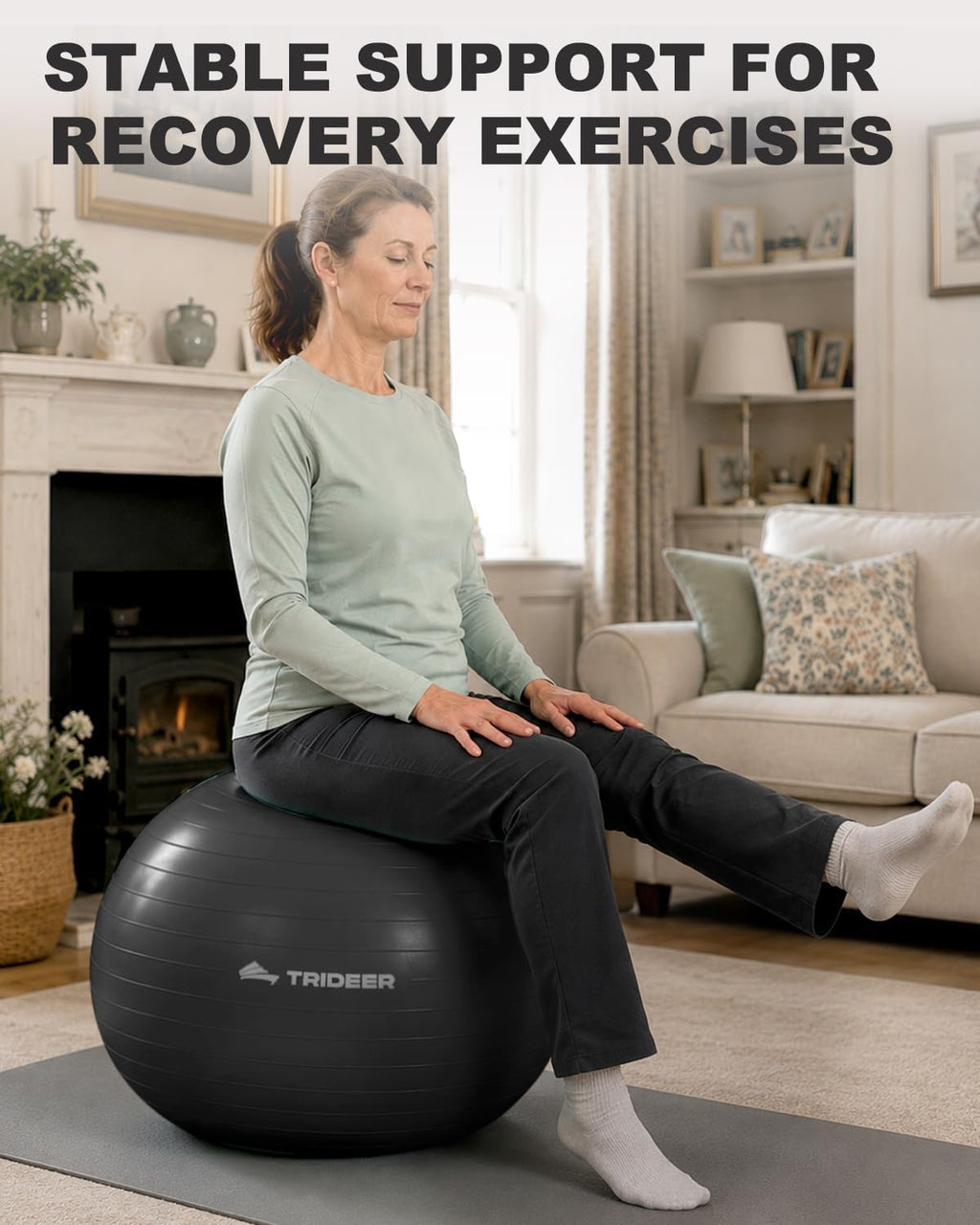 Trideer Exercise & Yoga Ball — Anti-Burst Gym Ball for Pilates & Office Chair