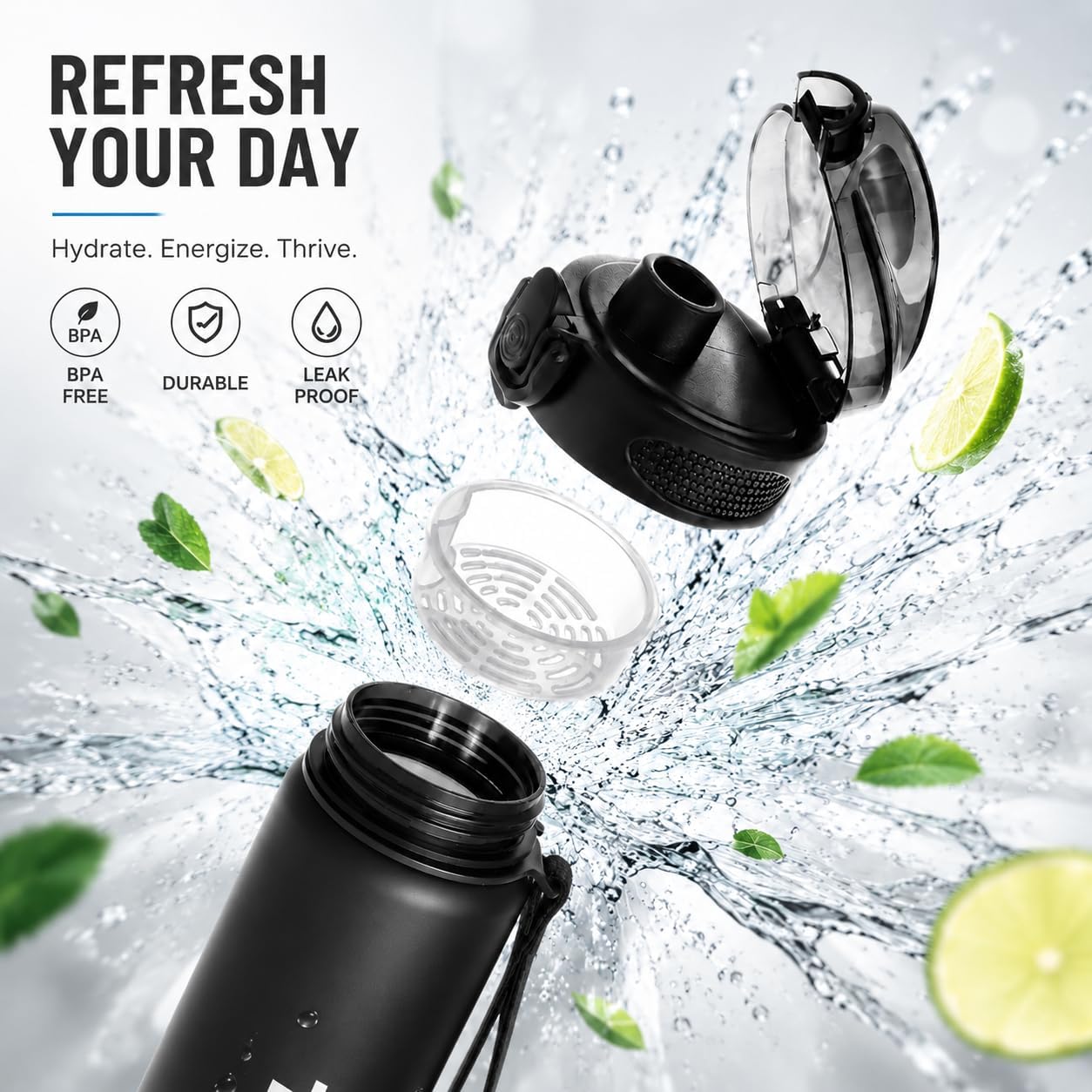 TOPLUS 1L BPA-Free Sports Water Bottle — Lightweight Gym, Running & Hiking Bottle