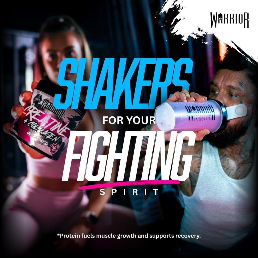 Warrior 600ml Protein Shaker Bottle — Leakproof Gym Shaker with Wire Mixball