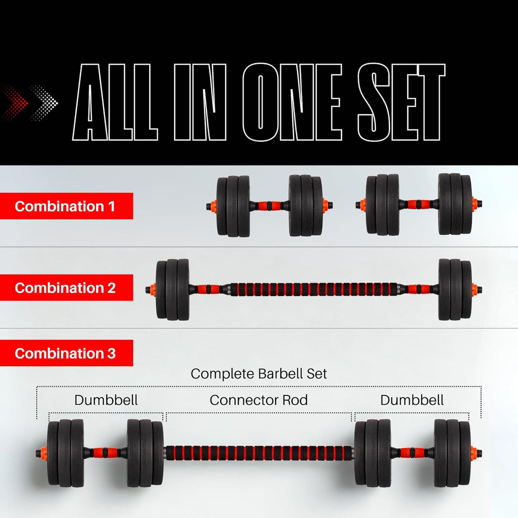 Straame 20KG Adjustable Dumbbell & Barbell Set — Home Gym Free Weights