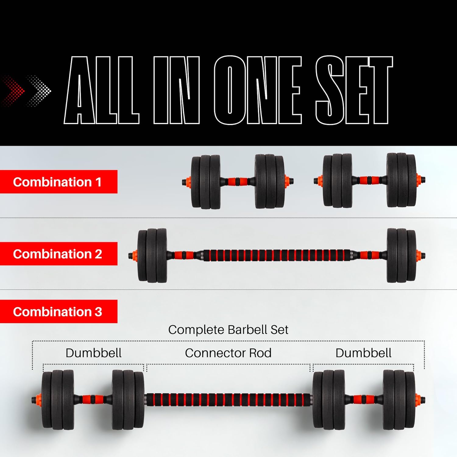 Straame 20KG Adjustable Dumbbell & Barbell Set — Home Gym Free Weights