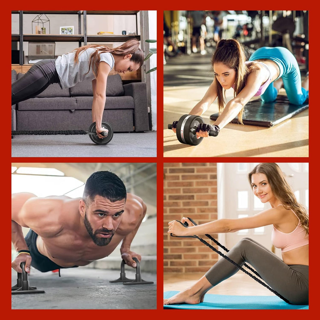 EnterSports Ab Roller Wheel Set — Core Abdominal Trainer with Knee Mats