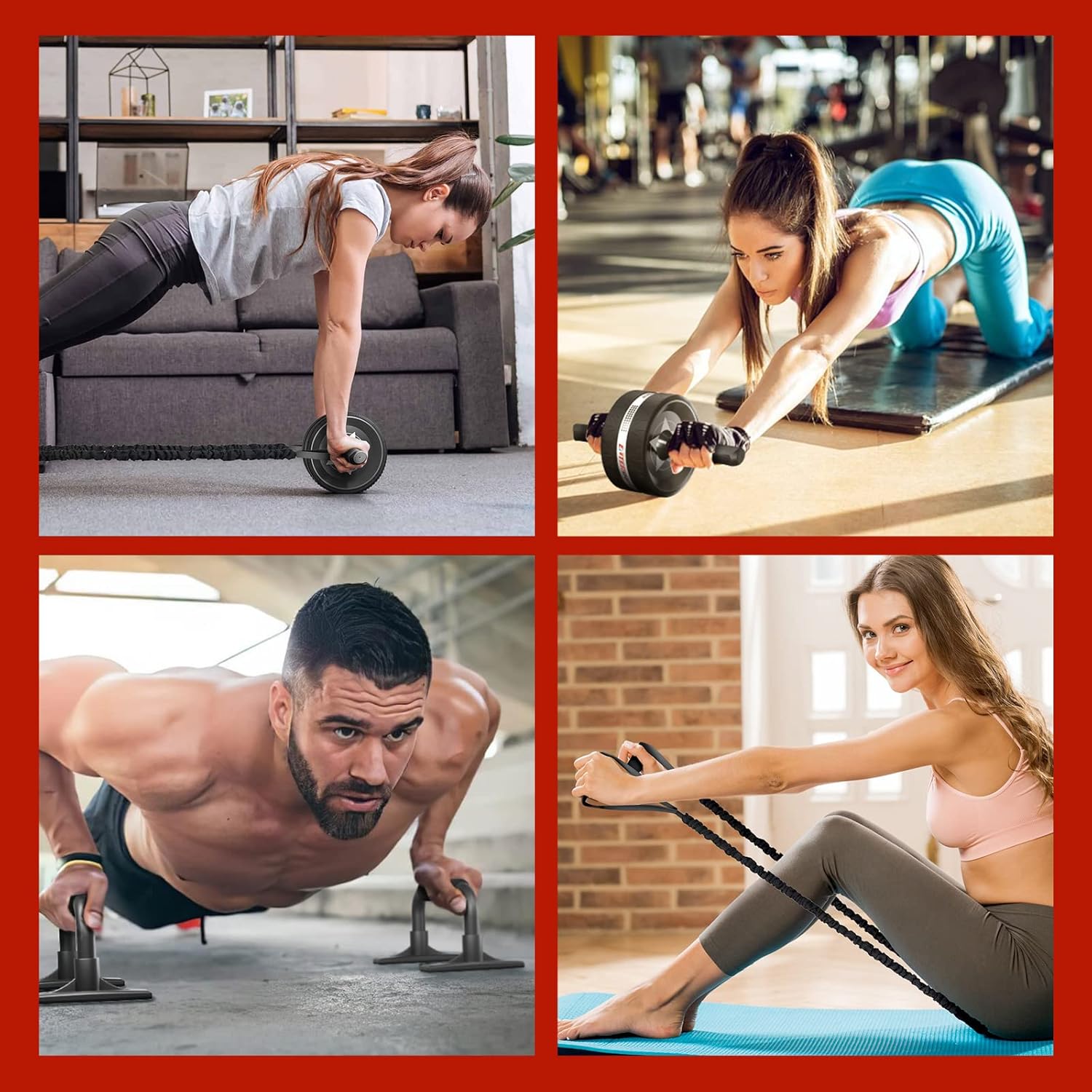 EnterSports Ab Roller Wheel Set — Core Abdominal Trainer with Knee Mats