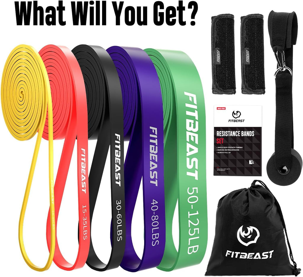 FitBeast Pull Up Assist Bands — 5-Level Resistance Bands for Calisthenics