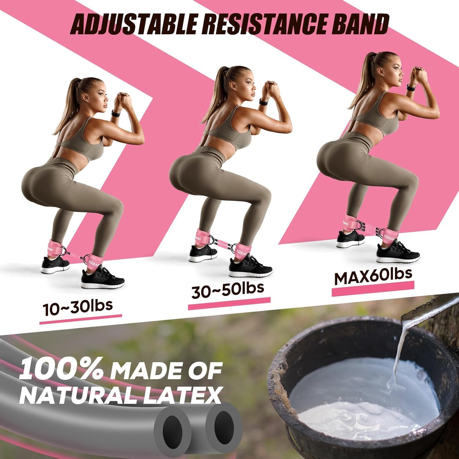 KUZARO Resistance Bands with Ankle Straps — Glutes & Leg Workout Equipment