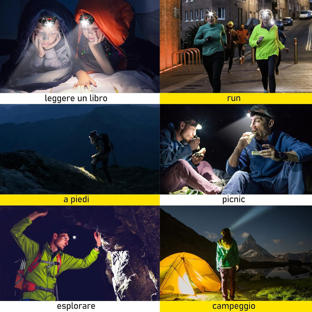 Vinabo LED Head Torch — 500 Lumen Lightweight Headlamp with 6 Modes