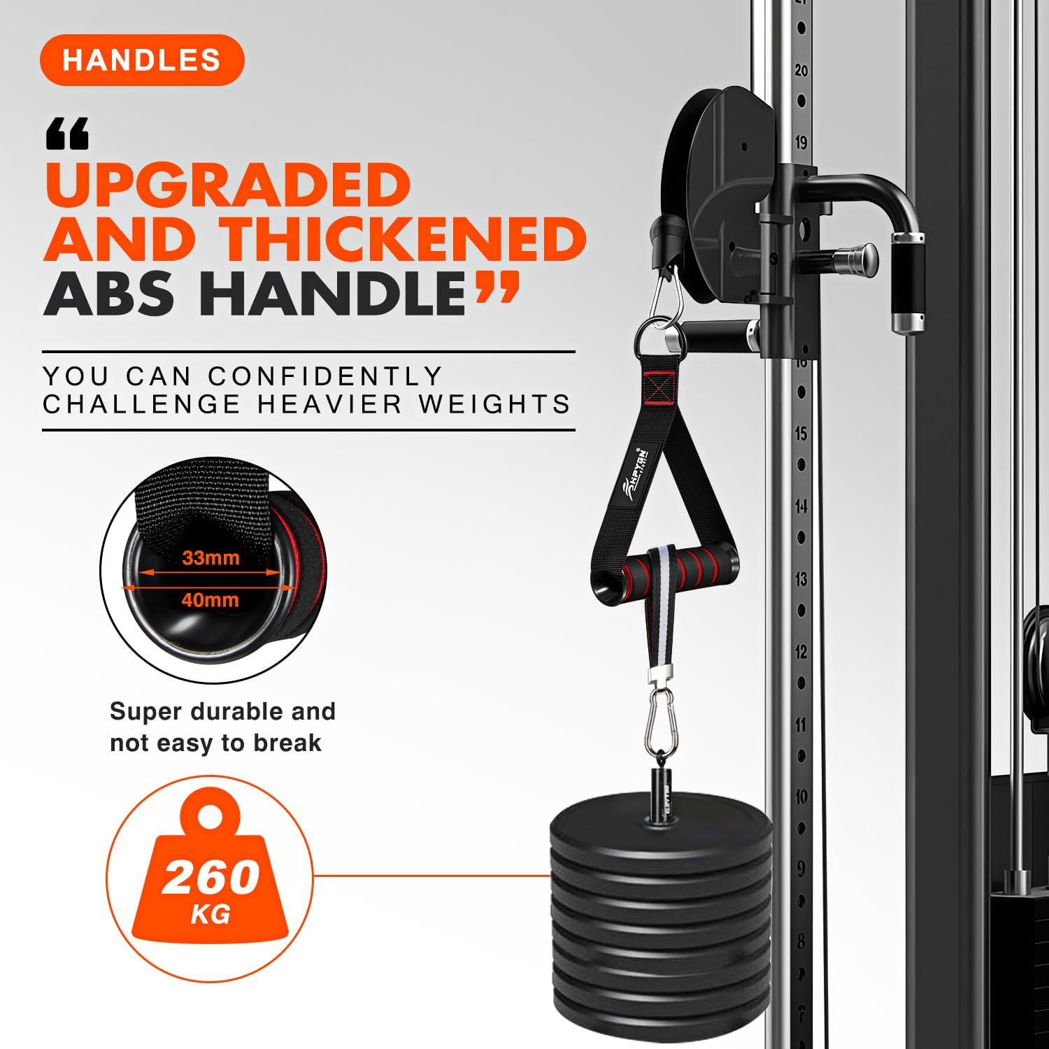 HPYGN Resistance Band Handles — Gym Cable Grips with Carabiner Hooks (Pair)