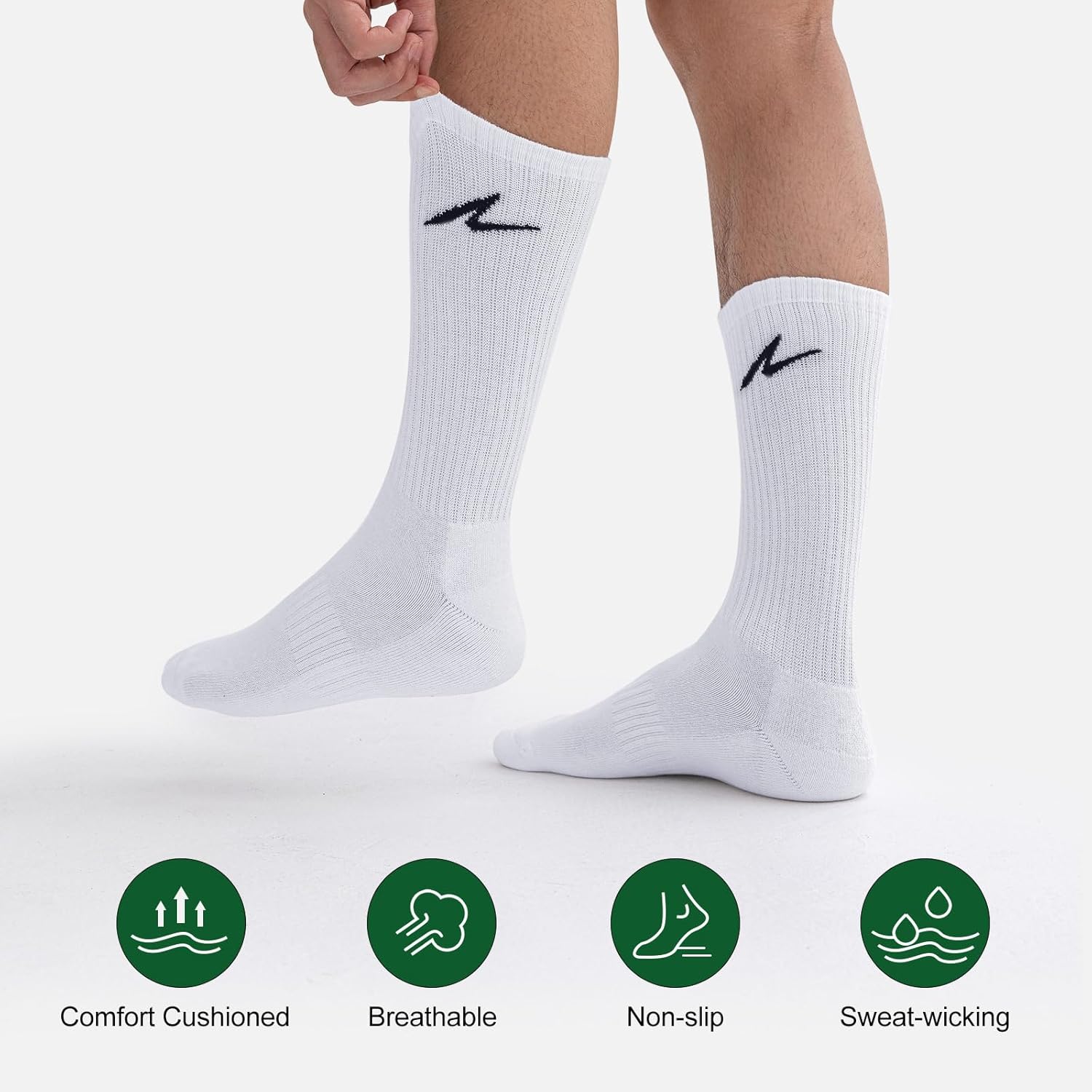 Niorasen Cushioned Sports Socks — Combed Cotton Gym Running Socks for Men & Women
