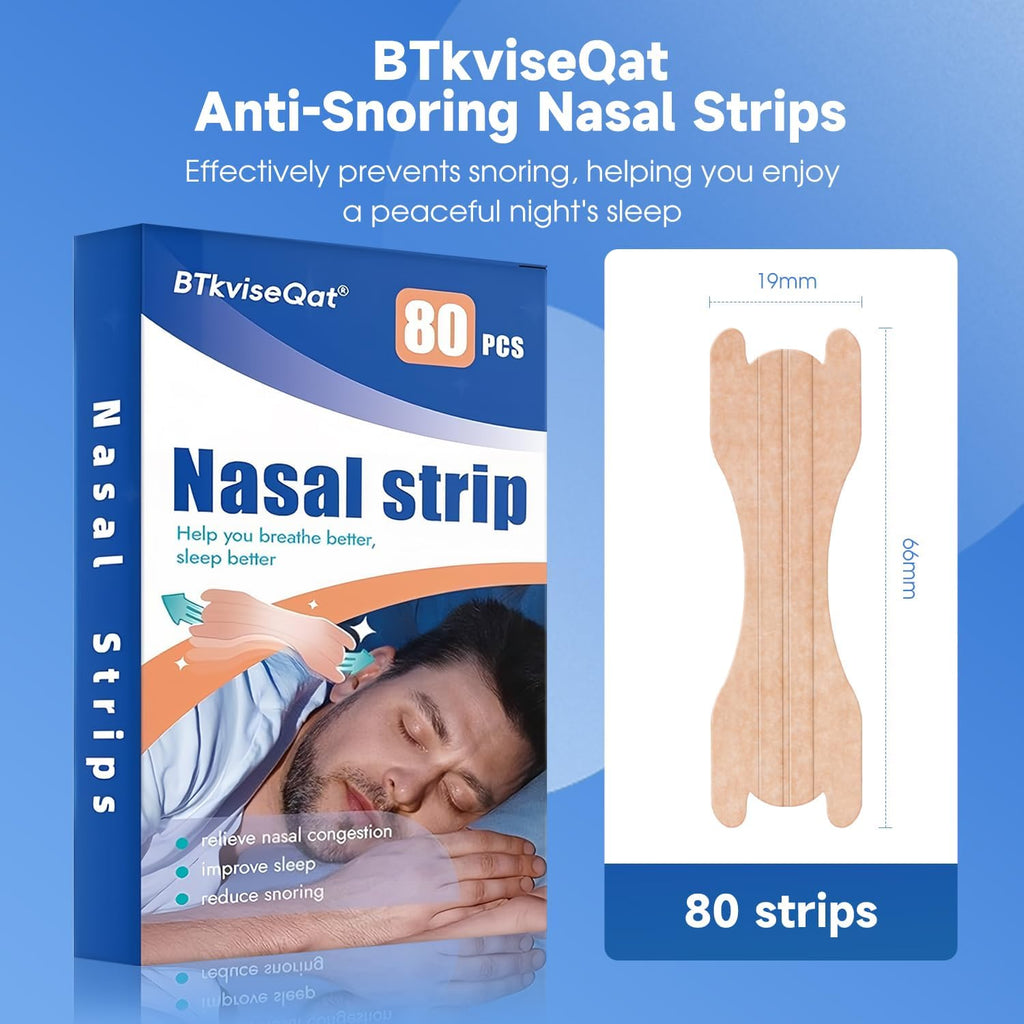 Nasal Strips 80 Pack — Drug-Free Nose Strips for Breathing, Sport & Snoring