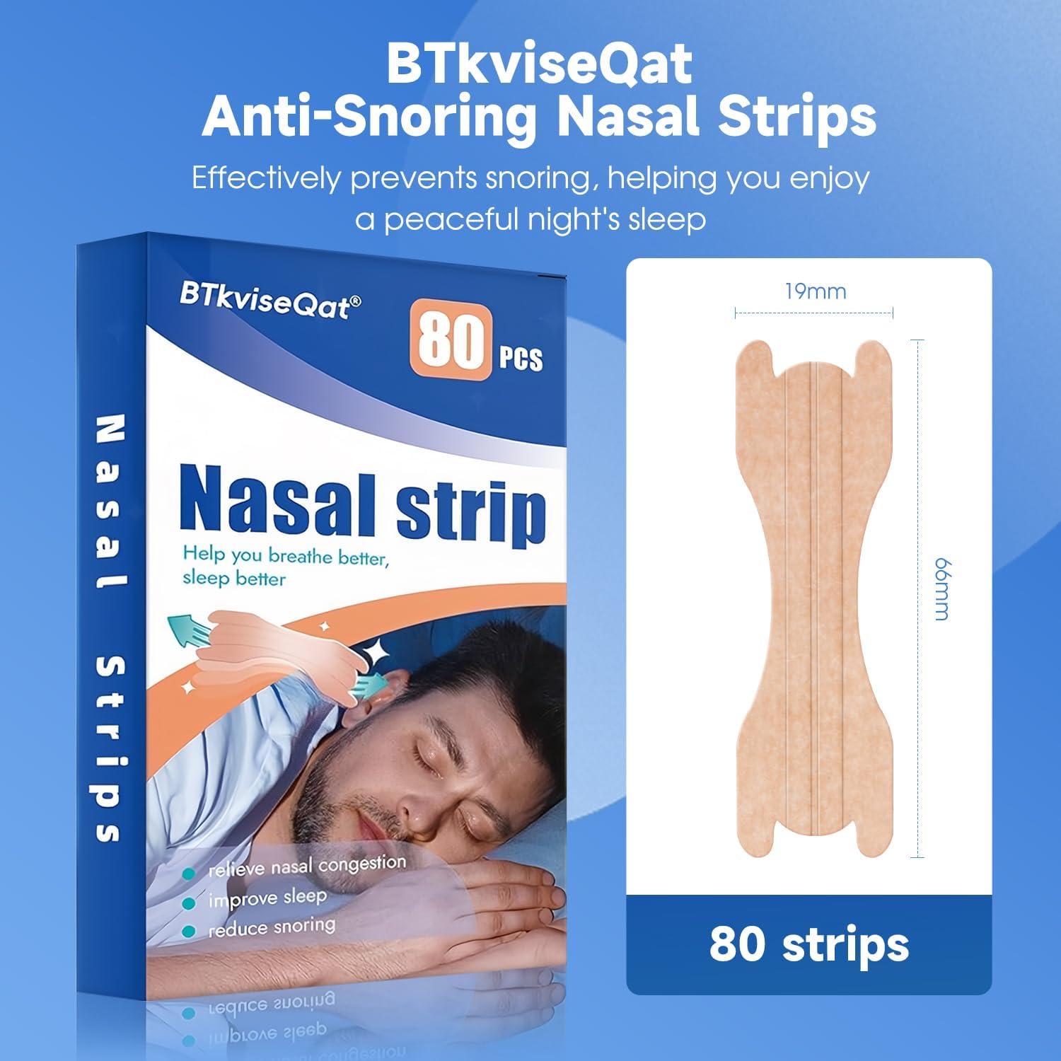 Nasal Strips 80 Pack — Drug-Free Nose Strips for Breathing, Sport & Snoring