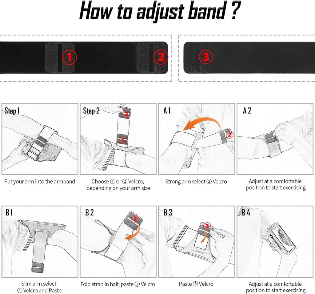 HAISSKY Running Armband — Phone Holder with Zip Pocket for Phones to 6.9 inch