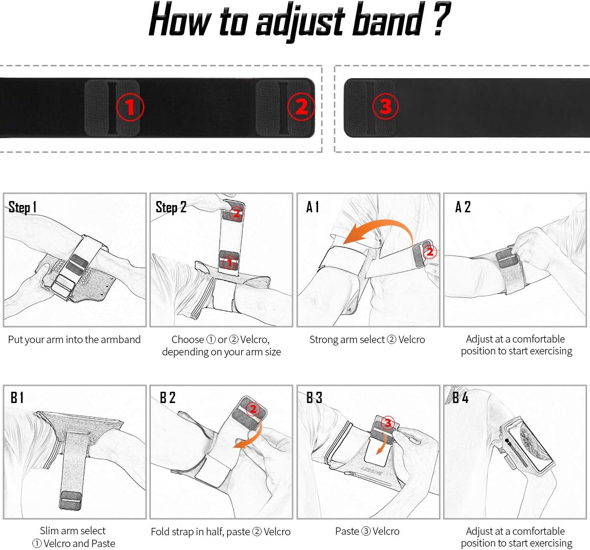 HAISSKY Running Armband — Phone Holder with Zip Pocket for Phones to 6.9 inch