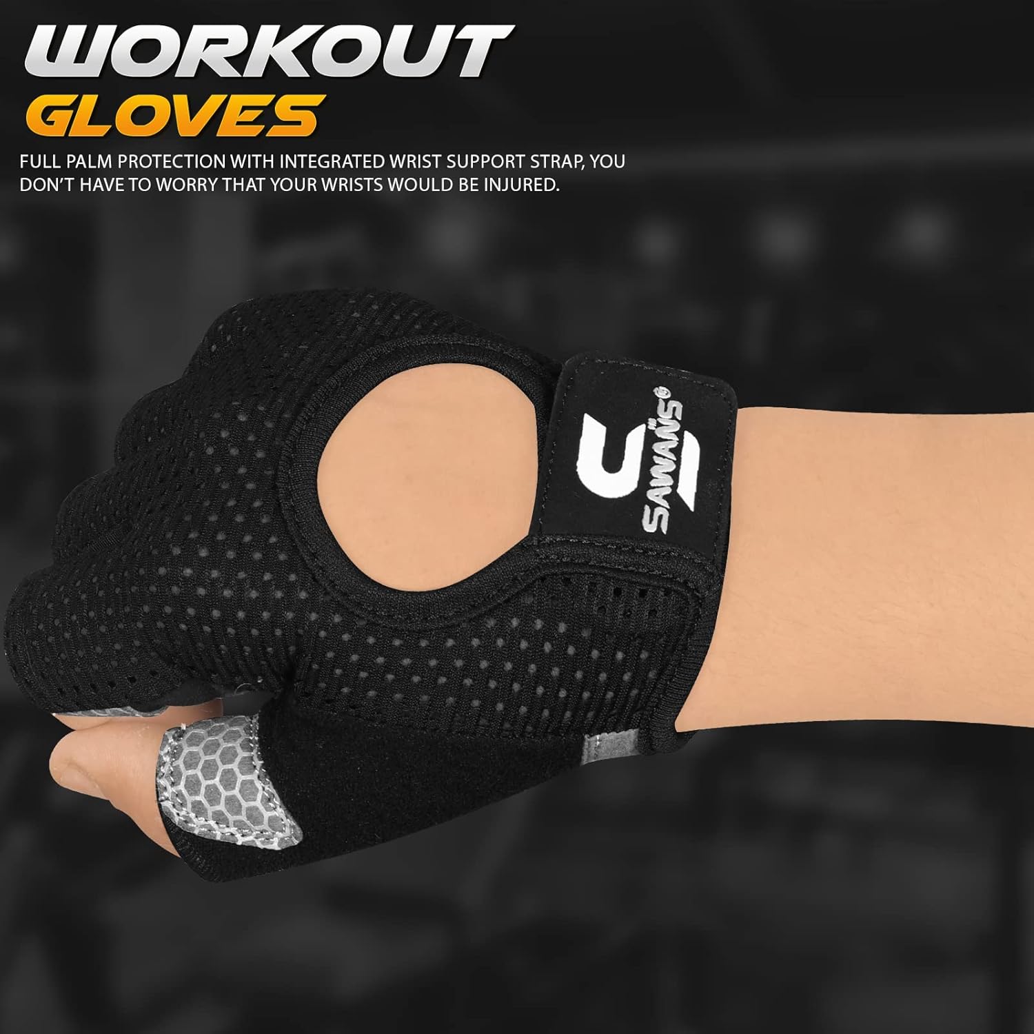 SAWANS Breathable Gym Gloves — Non-Slip Silicone Palm Protection