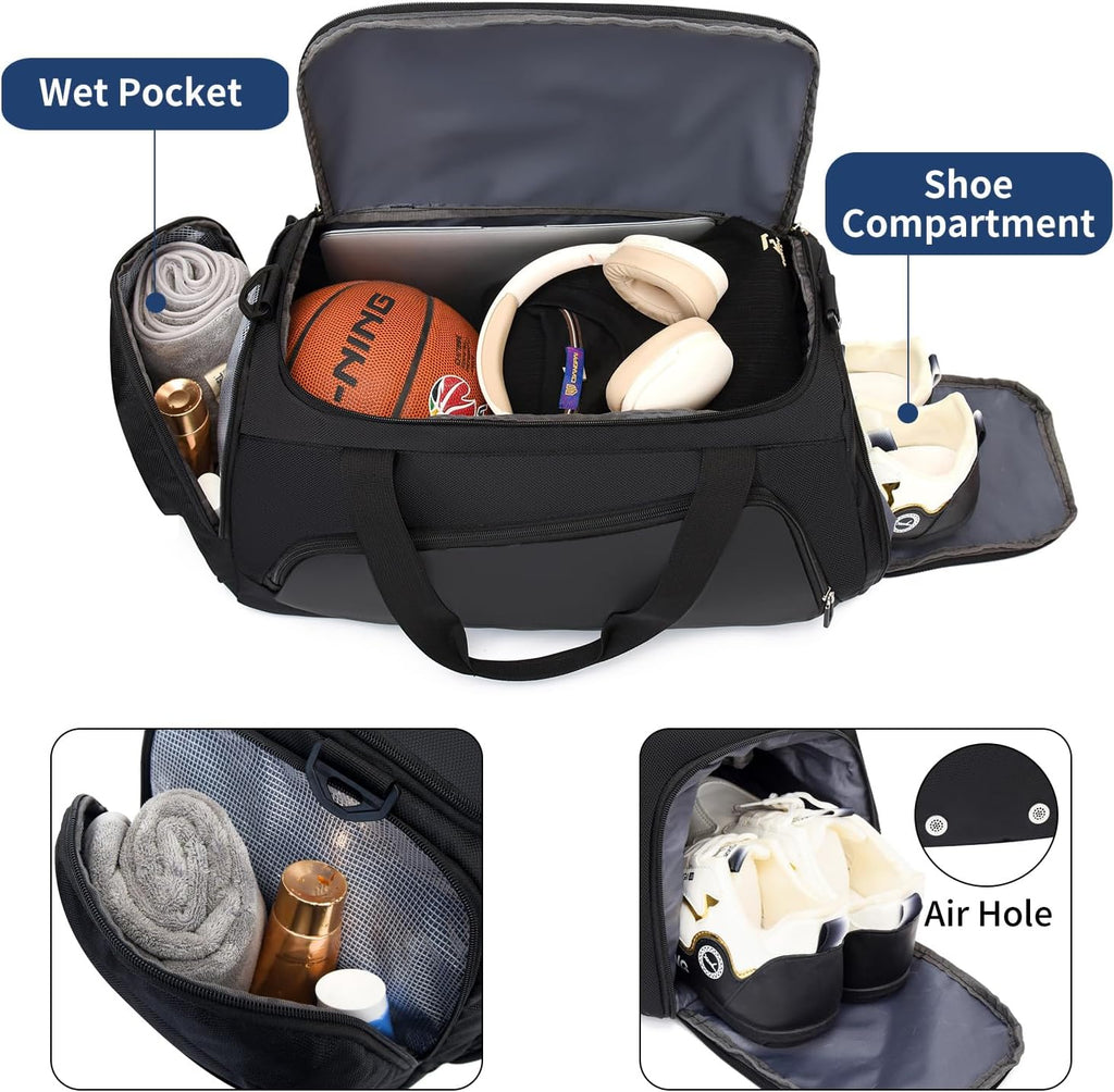Waterproof Gym Duffle Bag 40L — Sports Holdall with Shoe Compartment