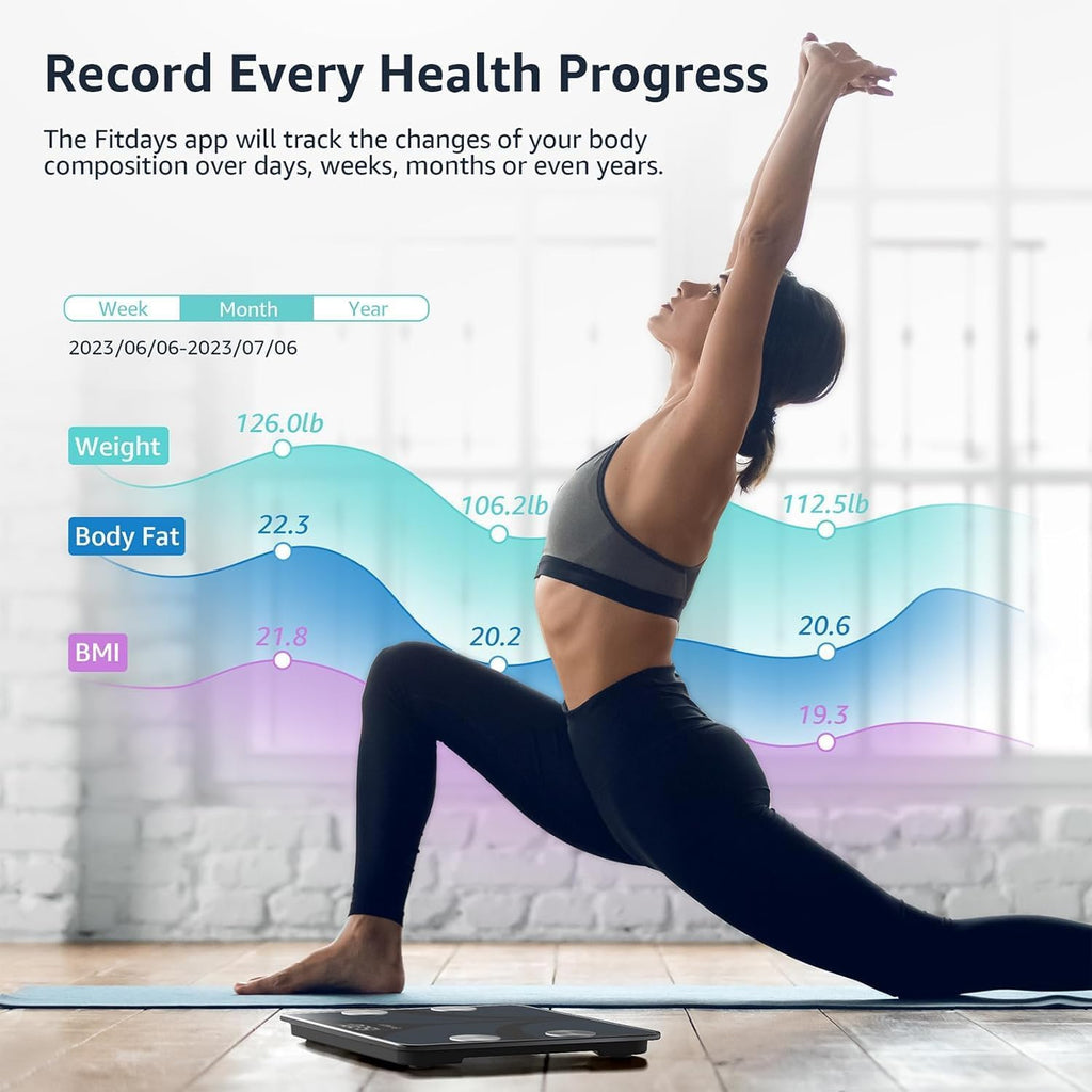 Smart Body Composition Scale — 13 Metrics, Bluetooth, Body Fat & BMI Tracker