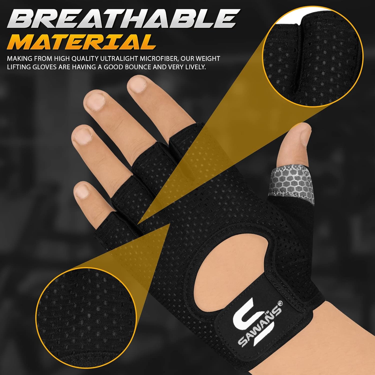 SAWANS Breathable Gym Gloves — Non-Slip Silicone Palm Protection