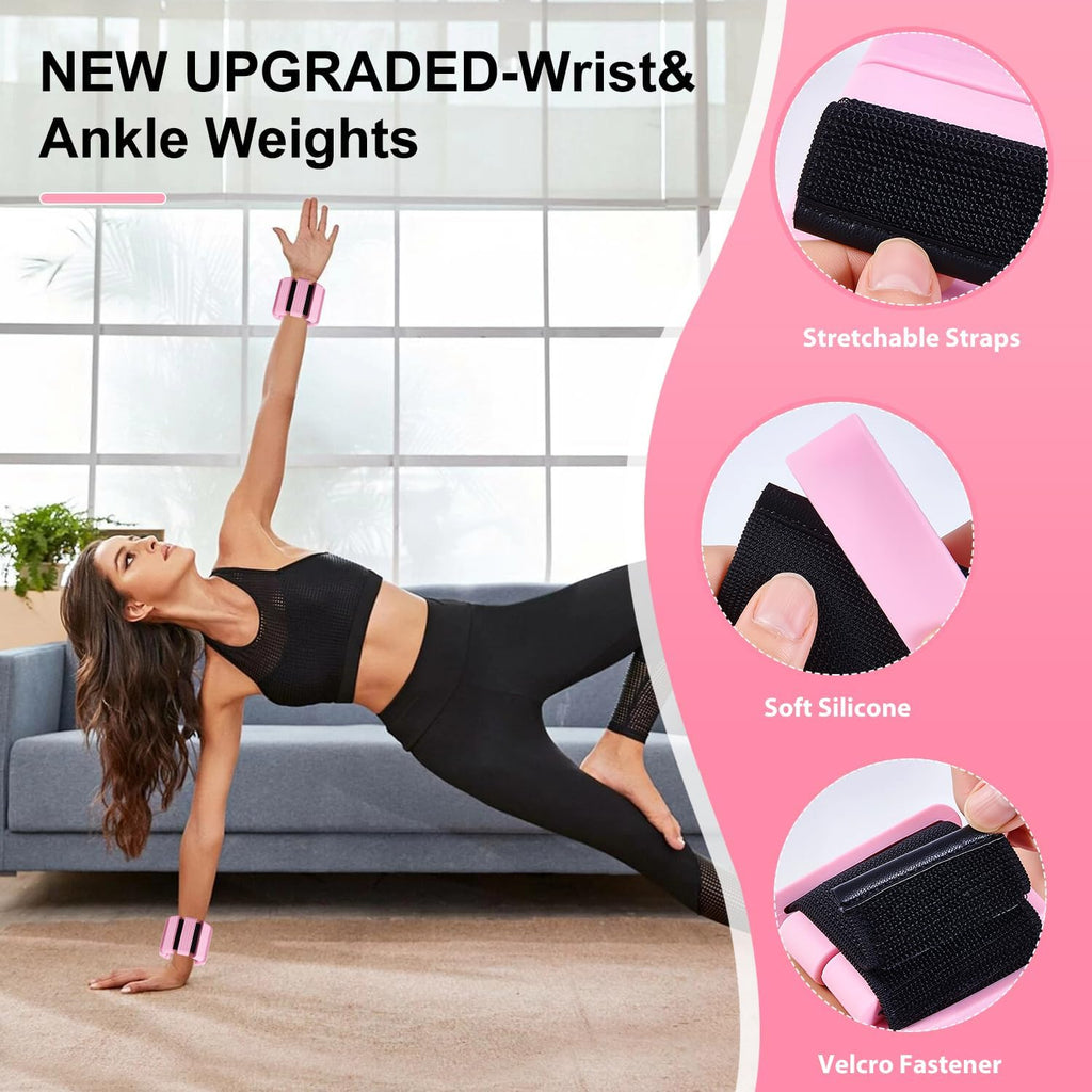Ankle & Wrist Weights Set of 2 — Adjustable Wearable Weights for Yoga & Running